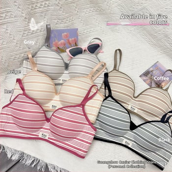 Sutien push-up stil britanic cu dungi, pentru bust mic, fără sârmă, dintr-o bucată, susținere moale