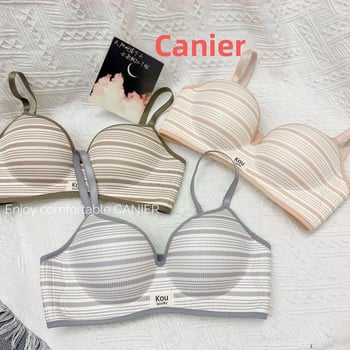 Sutien push-up stil britanic cu dungi, pentru bust mic, fără sârmă, dintr-o bucată, susținere moale