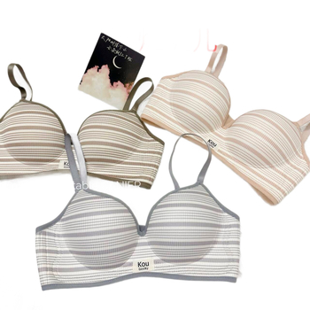 Sutien push-up stil britanic cu dungi, pentru bust mic, fără sârmă, dintr-o bucată, susținere moale