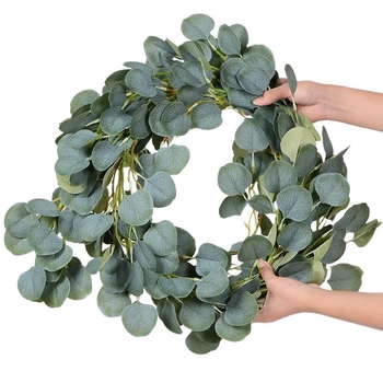 Verde artificial cu frunze rotunde pentru nunți și decor de casă, vin decor pentru pereți și ghirlande din frunze de eucalipt