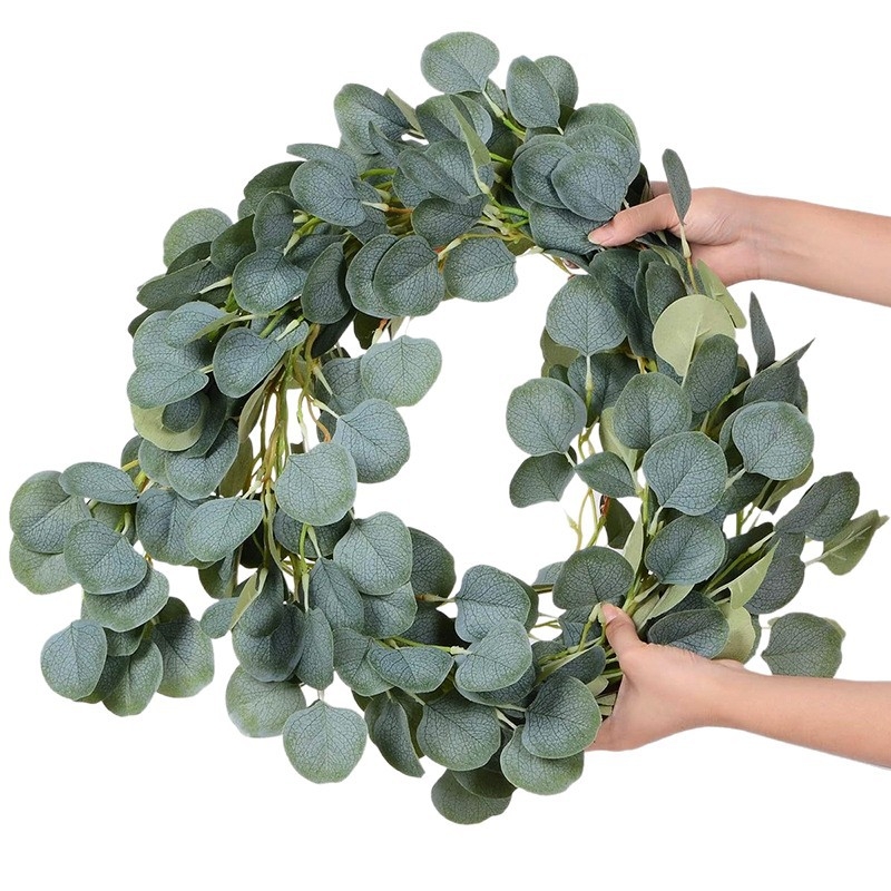 Verde artificial cu frunze rotunde pentru nunți și decor de casă, vin decor pentru pereți și ghirlande din frunze de eucalipt