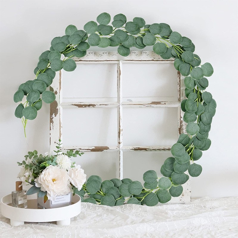 Verde artificial cu frunze rotunde pentru nunți și decor de casă, vin decor pentru pereți și ghirlande din frunze de eucalipt
