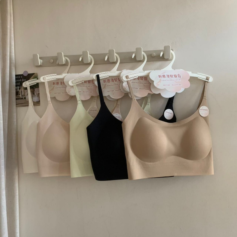 Lenjerie pentru femei, fără cusături, cupe fixe, susținere pentru sânii mici, anti-cădere, spate frumos cu bretele încrucișate din Ice Silk