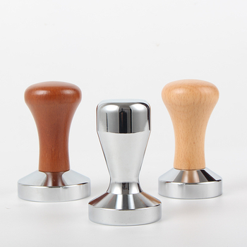 Tampom de cafea cu mâner din lemn și cap metalic, kit de umplere 51mm/58mm