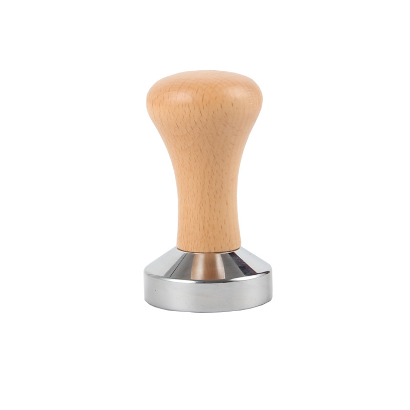 Tampom de cafea cu mâner din lemn și cap metalic, kit de umplere 51mm/58mm