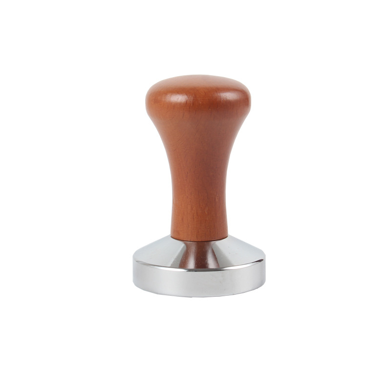 Tampom de cafea cu mâner din lemn și cap metalic, kit de umplere 51mm/58mm