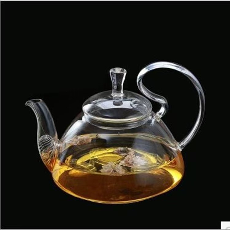 Ceainic din sticlă rezistent la temperaturi pentru ceai de plante, capacitate mare, filtru, mâner în formă de coadă de fenix — set ceainic