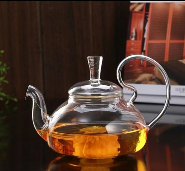 Ceainic din sticlă rezistent la temperaturi pentru ceai de plante, capacitate mare, filtru, mâner în formă de coadă de fenix — set ceainic