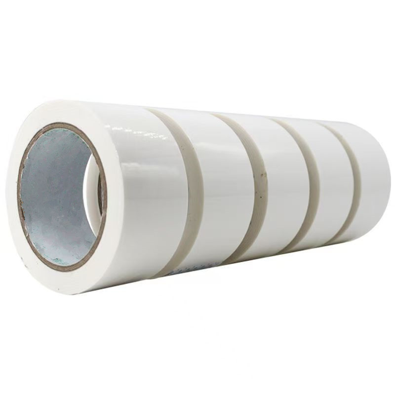 Bandă albă opacă pentru ambalare, 4,9 cm x 100 m, film BOPP, adeziv pe bază de apă, aderență puternică
