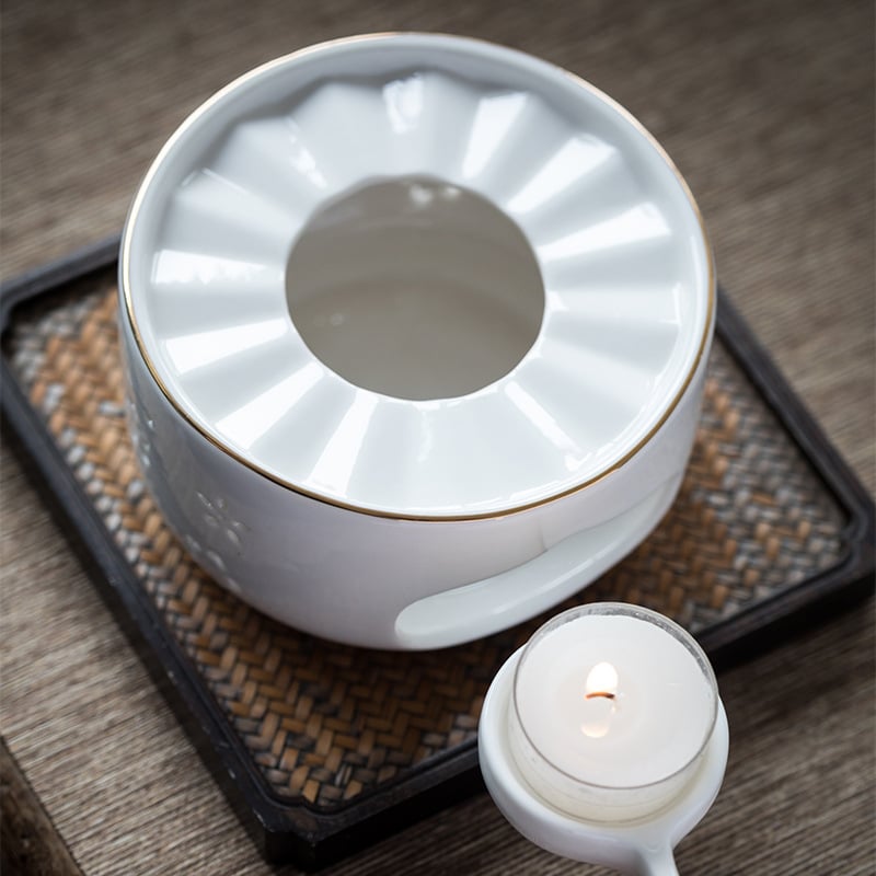 Ceainic ceramic mare, în stil japonez, cu suport pentru lumânare pentru încălzire și menținerea căldurii ceaiului