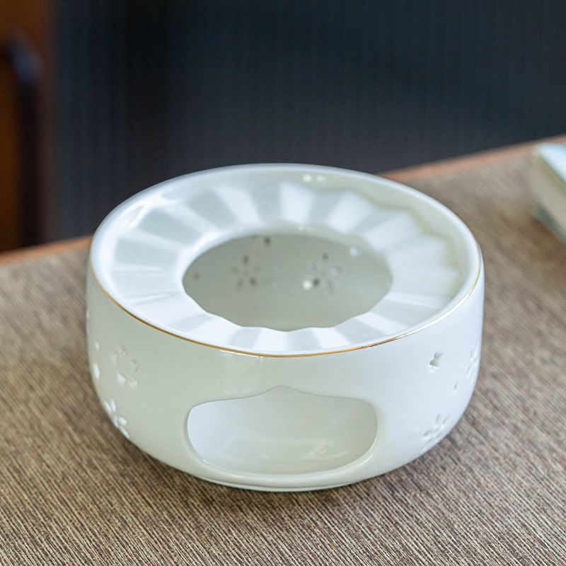 Ceainic ceramic mare, în stil japonez, cu suport pentru lumânare pentru încălzire și menținerea căldurii ceaiului