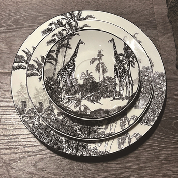 Set de cești de cafea din ceramică cu motiv girafă, stil franțuzesc vintage