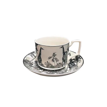 Set de cești de cafea din ceramică cu motiv girafă, stil franțuzesc vintage