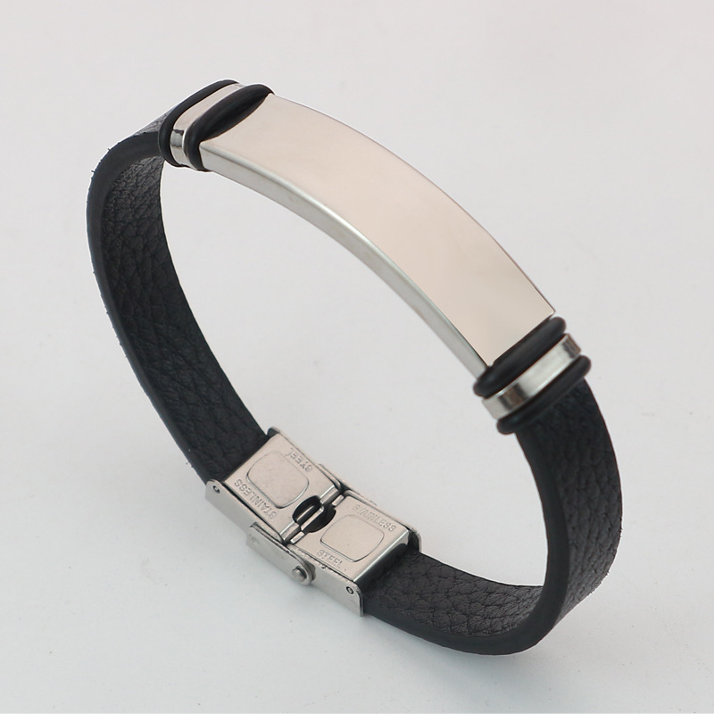 Brățară pentru cuplu, lychee pe piele sintetică, oțel inoxidabil placat, gravură personalizată, la modă