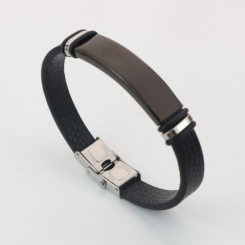 Brățară pentru cuplu, lychee pe piele sintetică, oțel inoxidabil placat, gravură personalizată, la modă