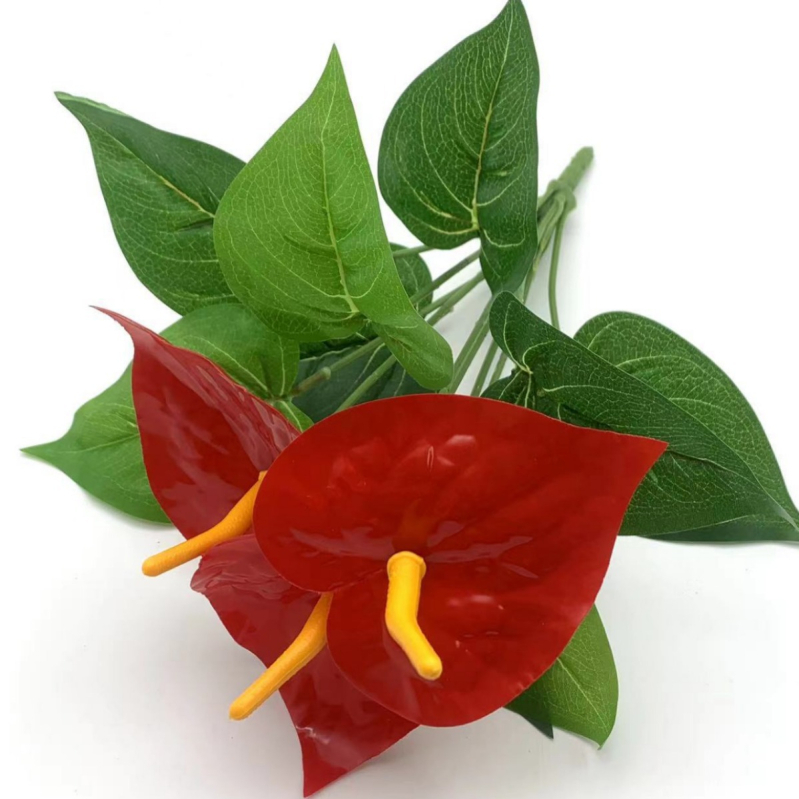 Floare artificială roșie de palmier, înălțime 52 cm — plantă decorativă pentru perete și grădină, Pasărea Paradisului