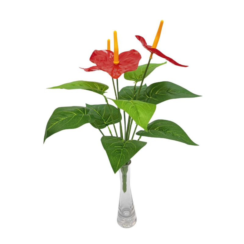 Floare artificială roșie de palmier, înălțime 52 cm — plantă decorativă pentru perete și grădină, Pasărea Paradisului