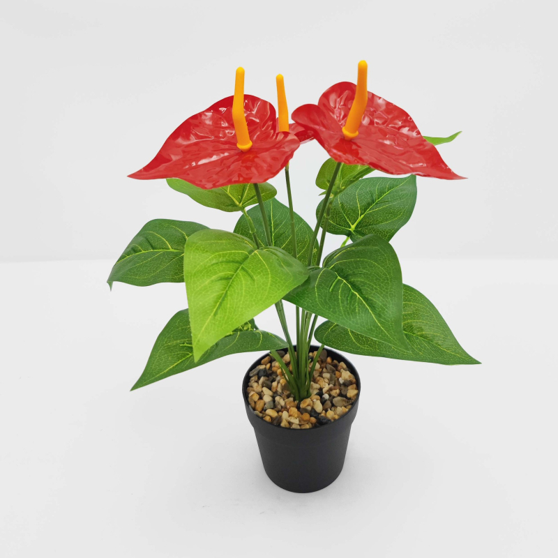 Floare artificială roșie de palmier, înălțime 52 cm — plantă decorativă pentru perete și grădină, Pasărea Paradisului