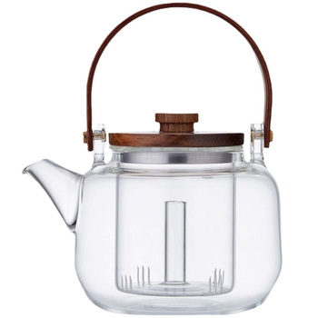 Ceainic din sticlă borosilicată de înaltă calitate, cu model cu dungi verticale, set ceai pentru plită ceramică electrică, ceainic cu mâner de ridicare.