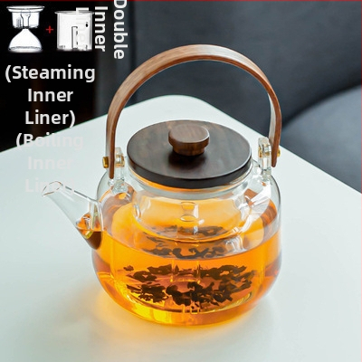 Ceainic din sticlă borosilicată de înaltă calitate, cu model cu dungi verticale, set ceai pentru plită ceramică electrică, ceainic cu mâner de ridicare.