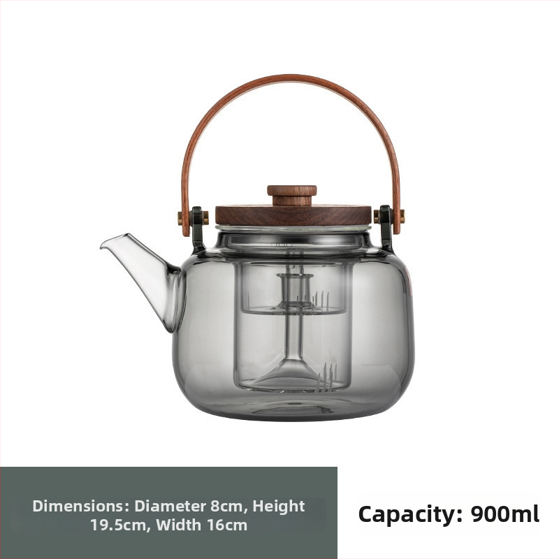 Ceainic din sticlă borosilicată de înaltă calitate, cu model cu dungi verticale, set ceai pentru plită ceramică electrică, ceainic cu mâner de ridicare.