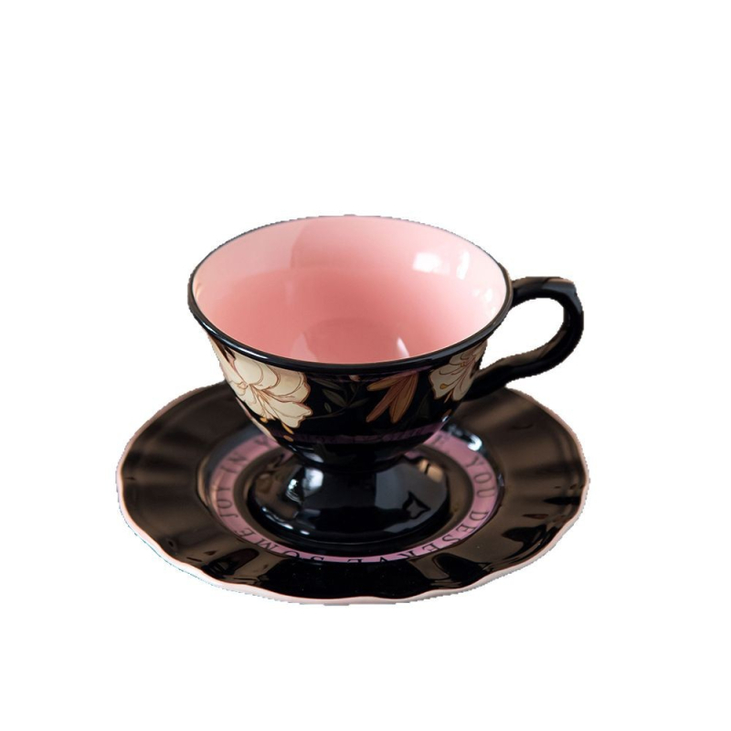 Set de cești de cafea din ceramică, lux ușor, cu cești înalte și farfurioare, stil retro, cutie cadou pentru ceaiul de după-amiază