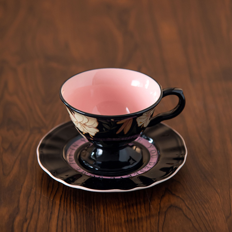 Set de cești de cafea din ceramică, lux ușor, cu cești înalte și farfurioare, stil retro, cutie cadou pentru ceaiul de după-amiază