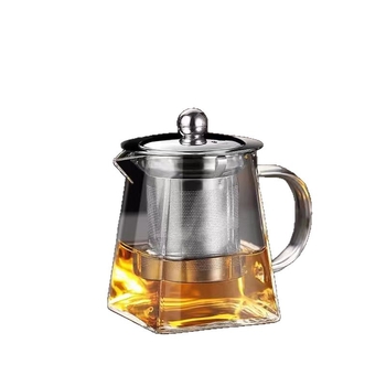 Ceainic pătrat din sticlă, cu filtru, capacitate mare, sticlă borosilicată de înaltă calitate, set de ceremonie a ceaiului