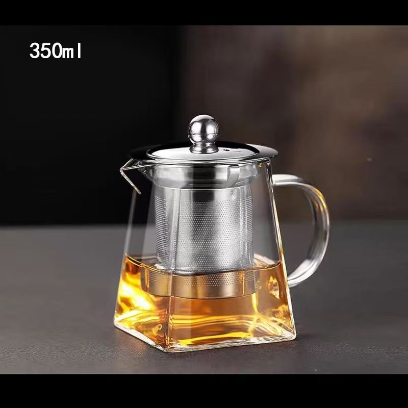 Ceainic pătrat din sticlă, cu filtru, capacitate mare, sticlă borosilicată de înaltă calitate, set de ceremonie a ceaiului