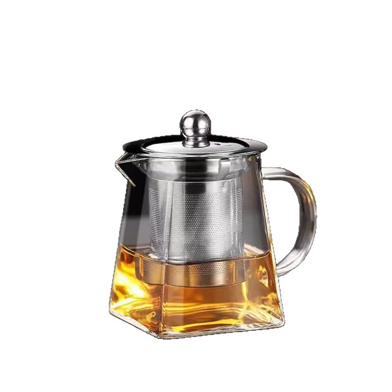 Ceainic pătrat din sticlă, cu filtru, capacitate mare, sticlă borosilicată de înaltă calitate, set de ceremonie a ceaiului