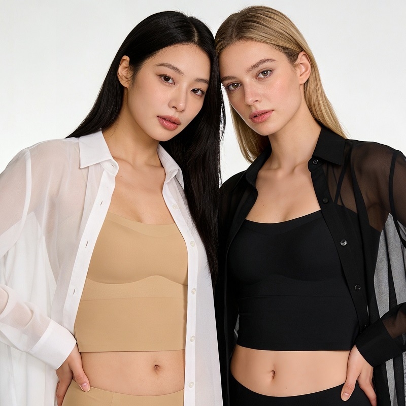 Sutien fără cusături cu pernuțe pentru bust, stil camisole, subțire, cupă completă, pentru femei