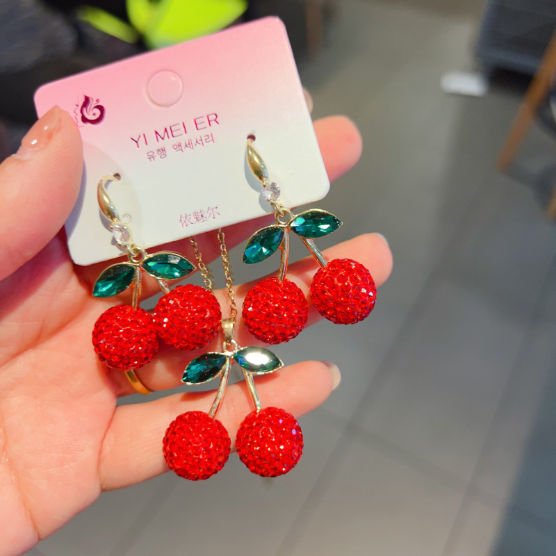 Cercei cu cristale, în formă de cireșe și căpșuni, design elegant pentru femei