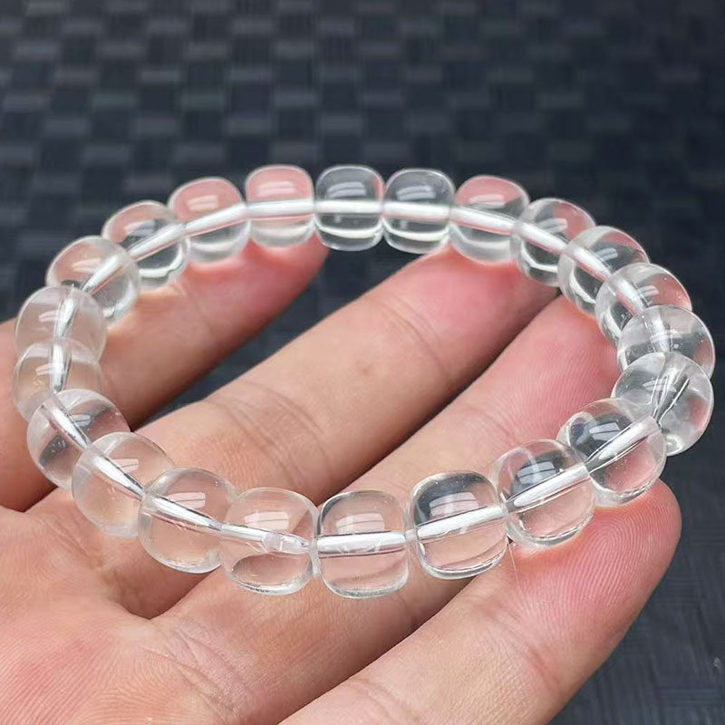 Brățară din cristal alb, stil vintage, șir unic, bijuterii cu mărgele mari transparente