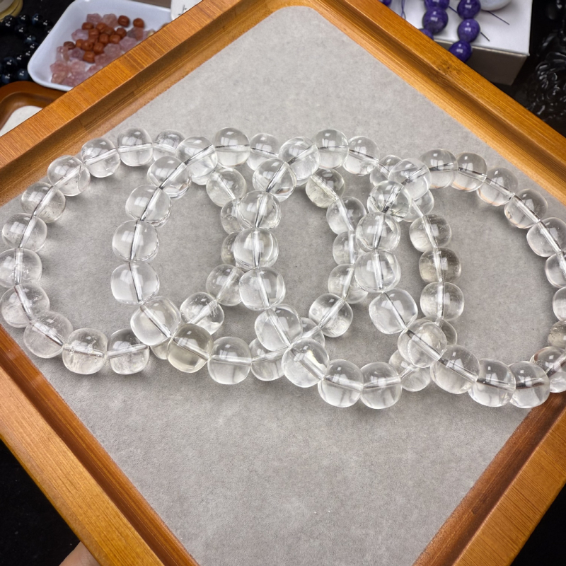 Brățară din cristal alb, stil vintage, șir unic, bijuterii cu mărgele mari transparente