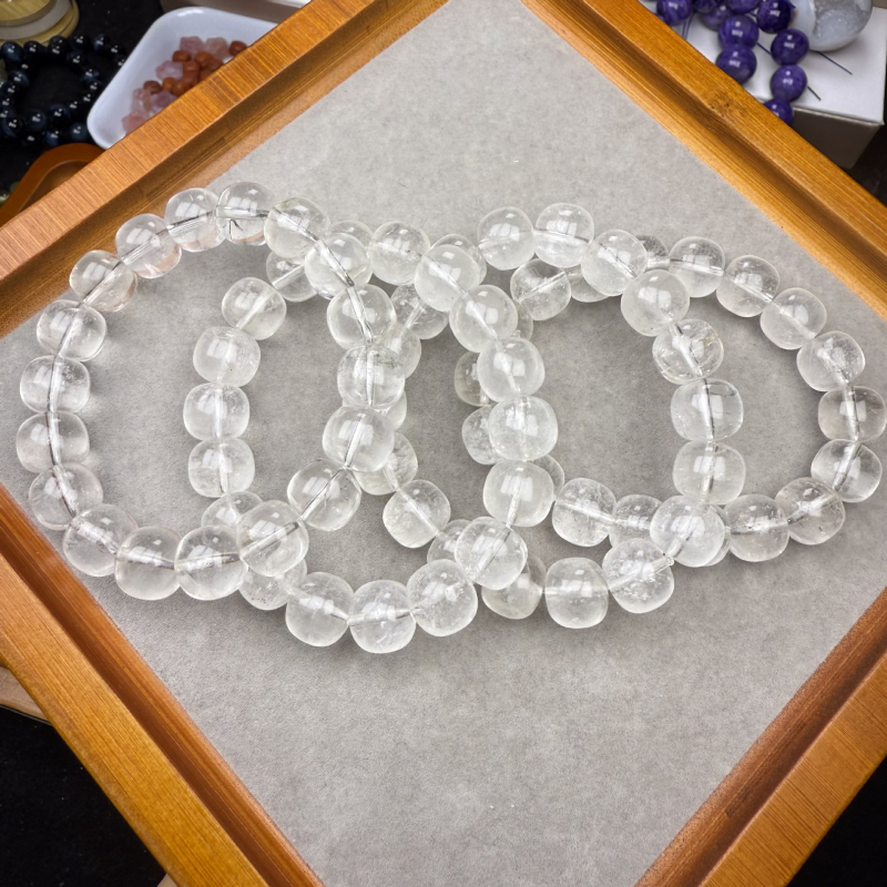 Brățară din cristal alb, stil vintage, șir unic, bijuterii cu mărgele mari transparente