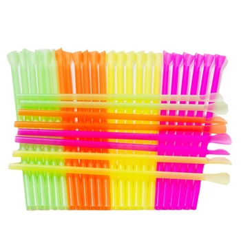 Set colorat linguri și paie de unică folosință, lingură și pai integrate 2 în 1, plastic PP, 100 buc
