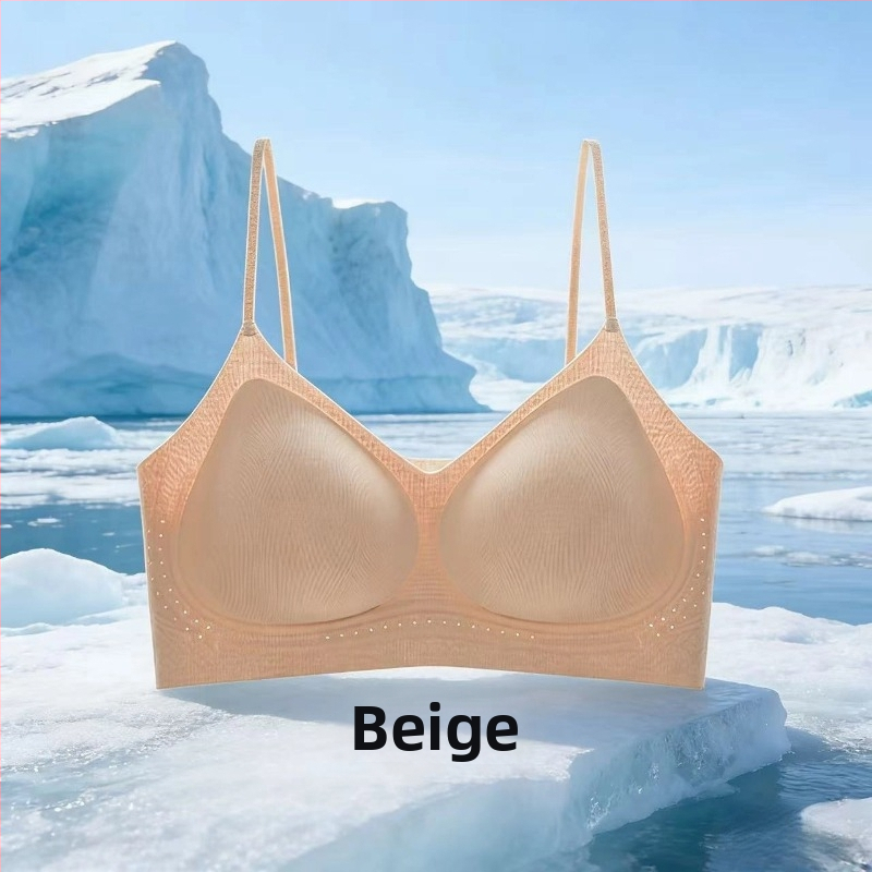 Sutien fără cusături pentru femei, vară, mătase subțire, antibacterian, respirabil, spate frumos cu design Camelia.