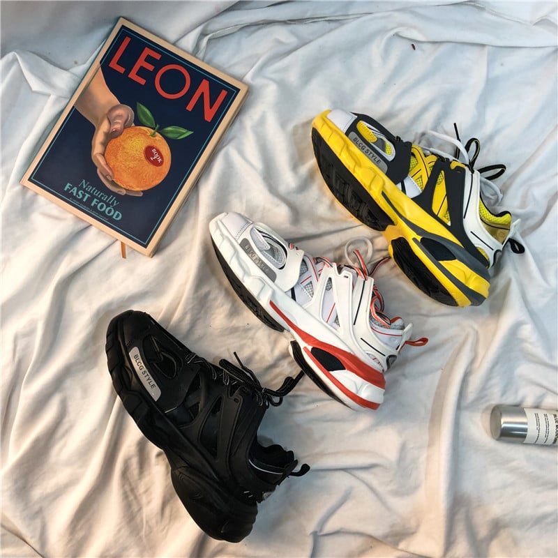 Ins colecție primăvară vintage la modă pentru bărbați: dad sneakers, stil street, sneakers multi-element pentru cupluri