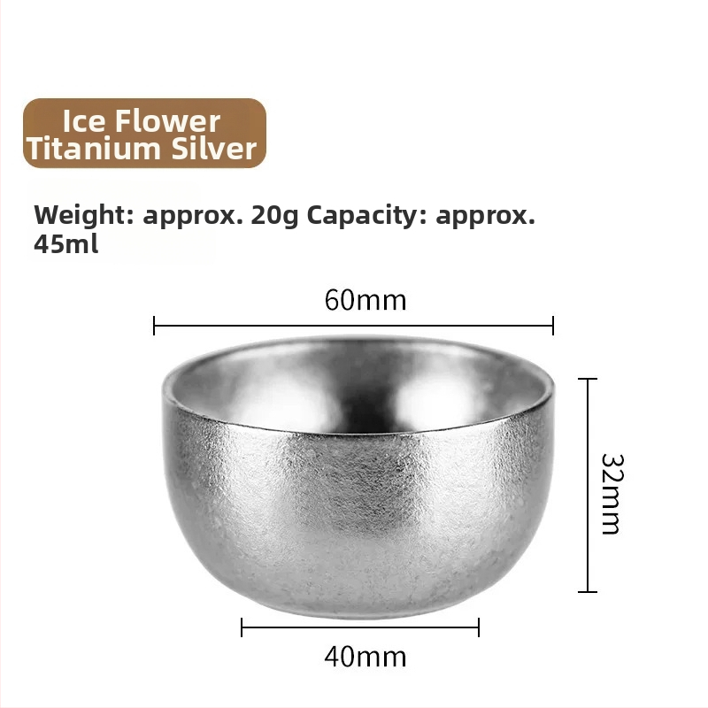 Cească de ceai din titan pur – ceașcă a maestrului, model floare de gheață, ceai kung fu, accesorii de ceai pentru exterior, set de degustare, vânzare en gros