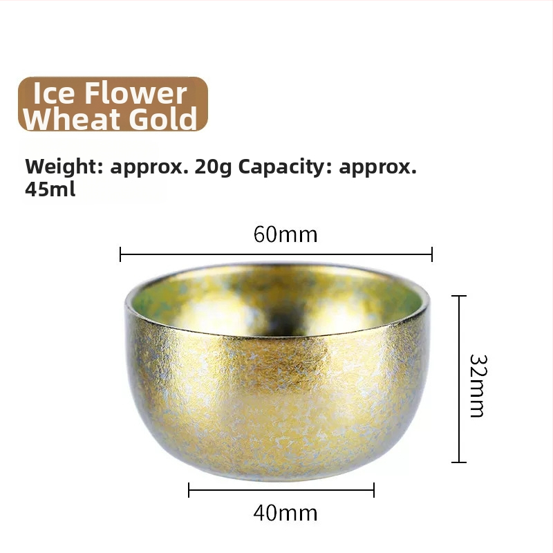 Cească de ceai din titan pur – ceașcă a maestrului, model floare de gheață, ceai kung fu, accesorii de ceai pentru exterior, set de degustare, vânzare en gros