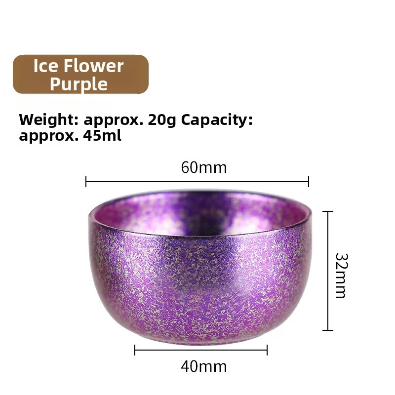 Cească de ceai din titan pur – ceașcă a maestrului, model floare de gheață, ceai kung fu, accesorii de ceai pentru exterior, set de degustare, vânzare en gros
