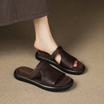 Ke yunzi Sandale femei din piele naturală, platformă groasă, casual, vară, exterior, versatile, design simplu