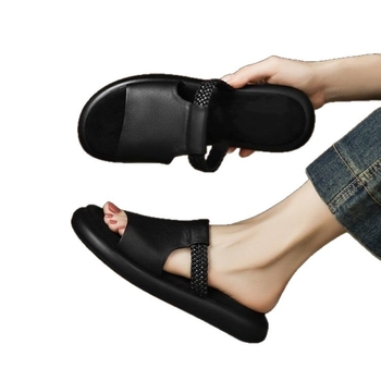 Ke yunzi Sandale femei din piele naturală, platformă groasă, casual, vară, exterior, versatile, design simplu