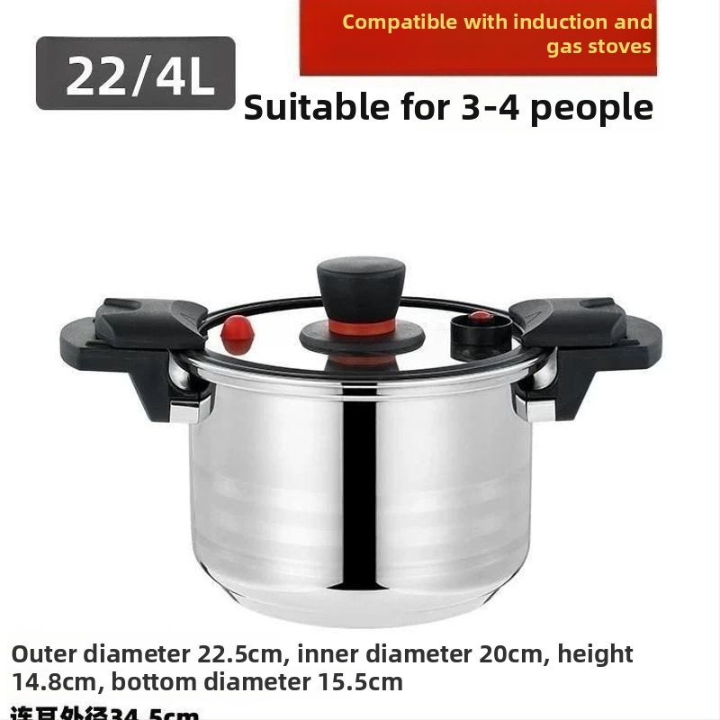 Oală sub presiune mini din oțel inoxidabil 304 pentru uz casnic, oală antiaderentă multifuncțională, compatibilă cu plita cu inducție, ideală pentru gătitul cărnii