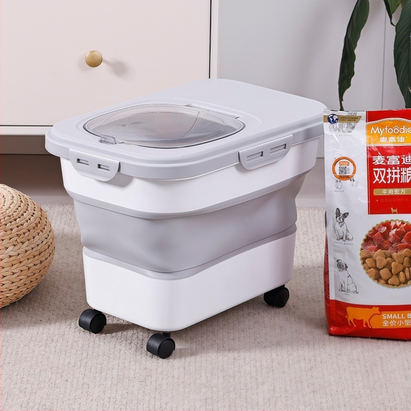 Skladací úložný košík na krmivo pre mačky a psov, veľká kapacita, odolný voči vlhkosti a hmyzu.