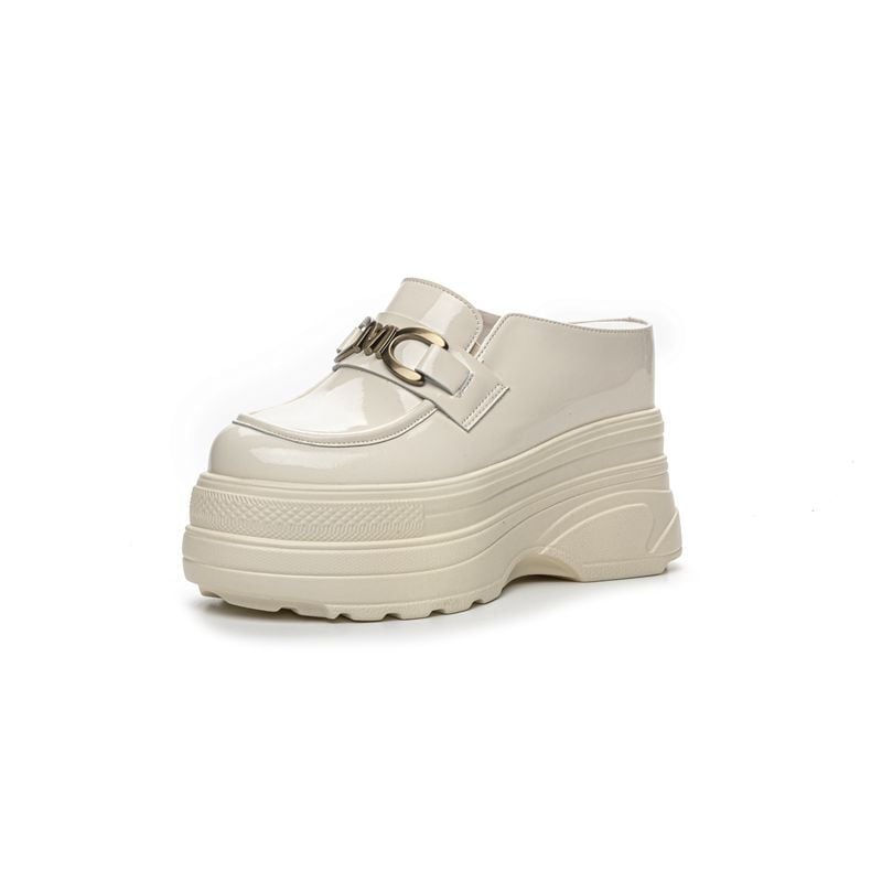Loafers damă cu talpă groasă 11 cm, slip-on din piele naturală, platformă pentru primăvară și toamnă