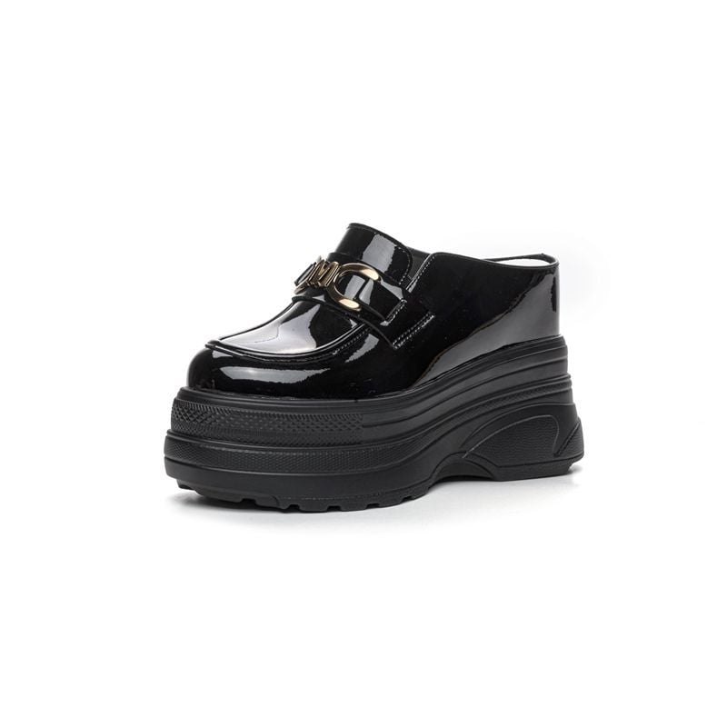 Loafers damă cu talpă groasă 11 cm, slip-on din piele naturală, platformă pentru primăvară și toamnă