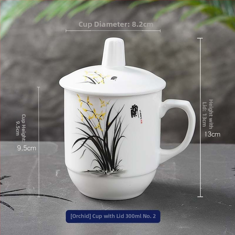Porcelánová šálka na čaj s viečkom, vzor slivky, orchidey, bambusu a chryzantémy, na domáce pohostenie, stretnutia a darčeky
