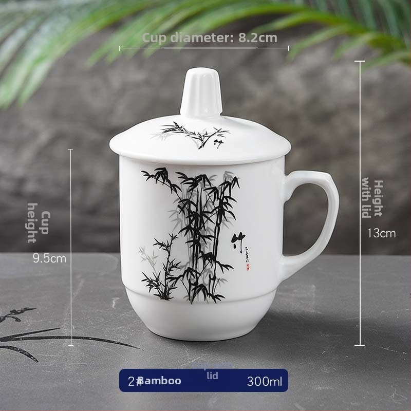 Porcelánová šálka na čaj s viečkom, vzor slivky, orchidey, bambusu a chryzantémy, na domáce pohostenie, stretnutia a darčeky