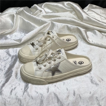 Pantofi femei din piele naturală, slip-on cu model stea, vârf rotund, primăvara 2026